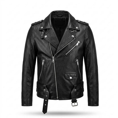 Mens Outlet House - Cavar | Asymmetrical Zipped Leather Jacket Men