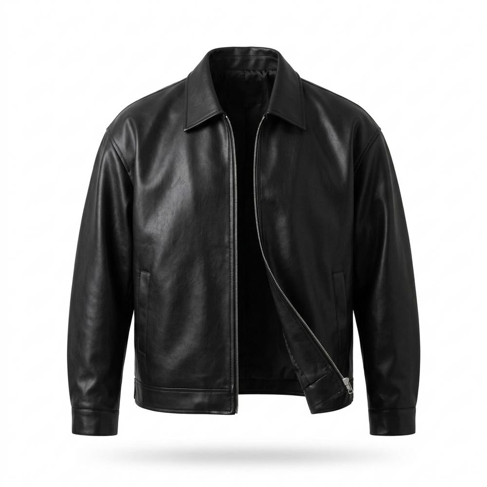 Mens Outlet House - Covan | Zip-Up Relaxed-Fit Leather Jacket Men
