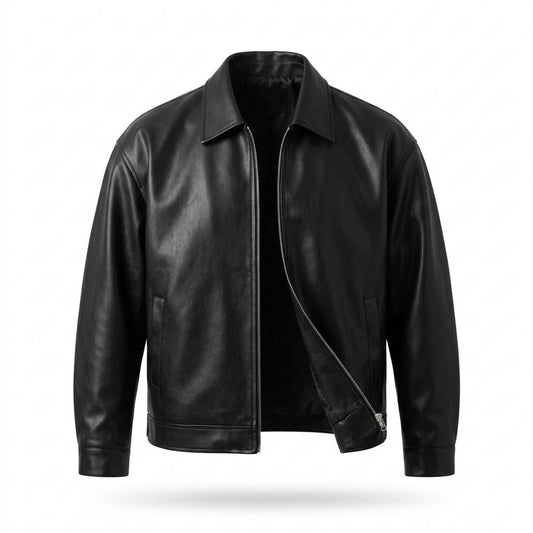 Mens Outlet House - Covan | Zip-Up Relaxed-Fit Leather Jacket Men