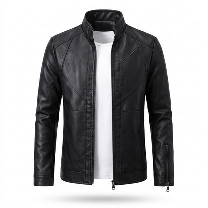 Mens Outlet House - Lylar | Zippered Stand-Collar Leather Jacket Men