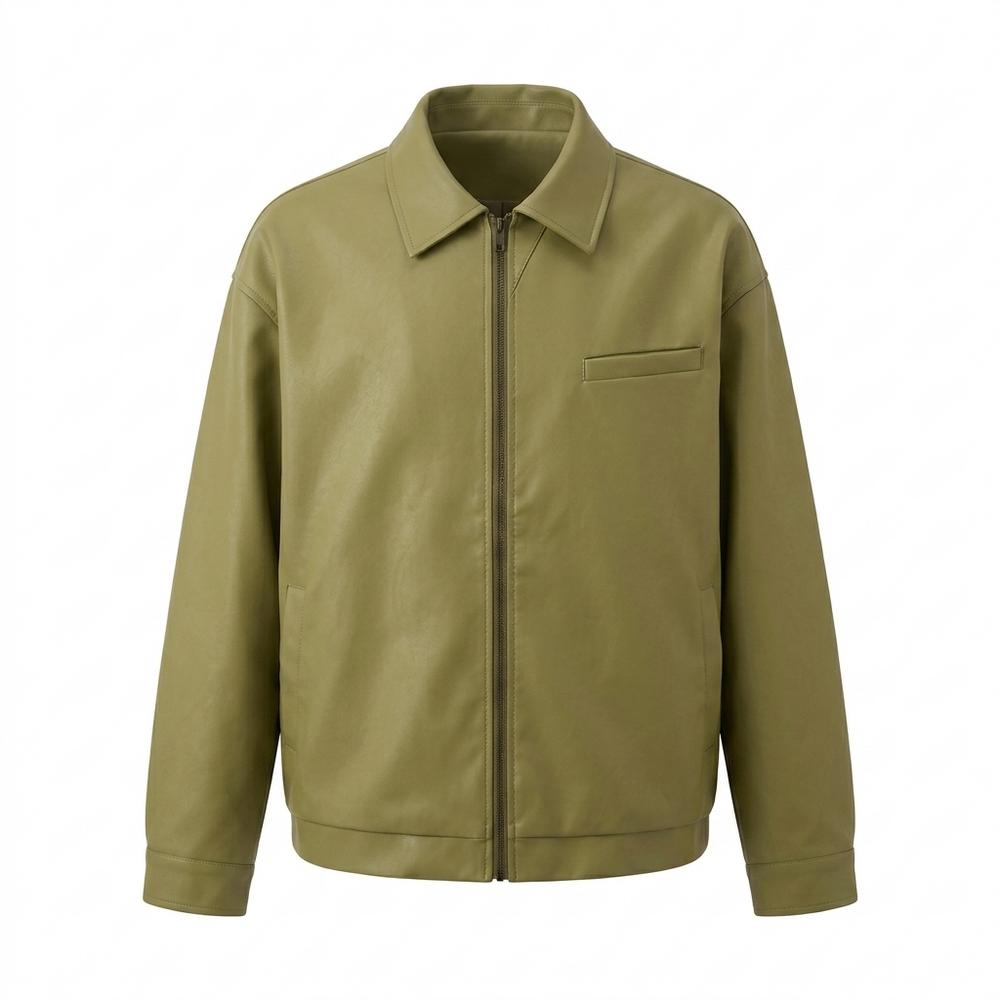Mens Outlet House - Sekar | Zip-Up Relaxed-Fit Leather Jacket Unisex