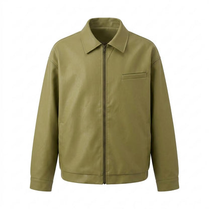 Mens Outlet House - Sekar | Zip-Up Relaxed-Fit Leather Jacket Unisex