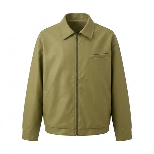 Mens Outlet House - Sekar | Zip-Up Relaxed-Fit Leather Jacket Unisex