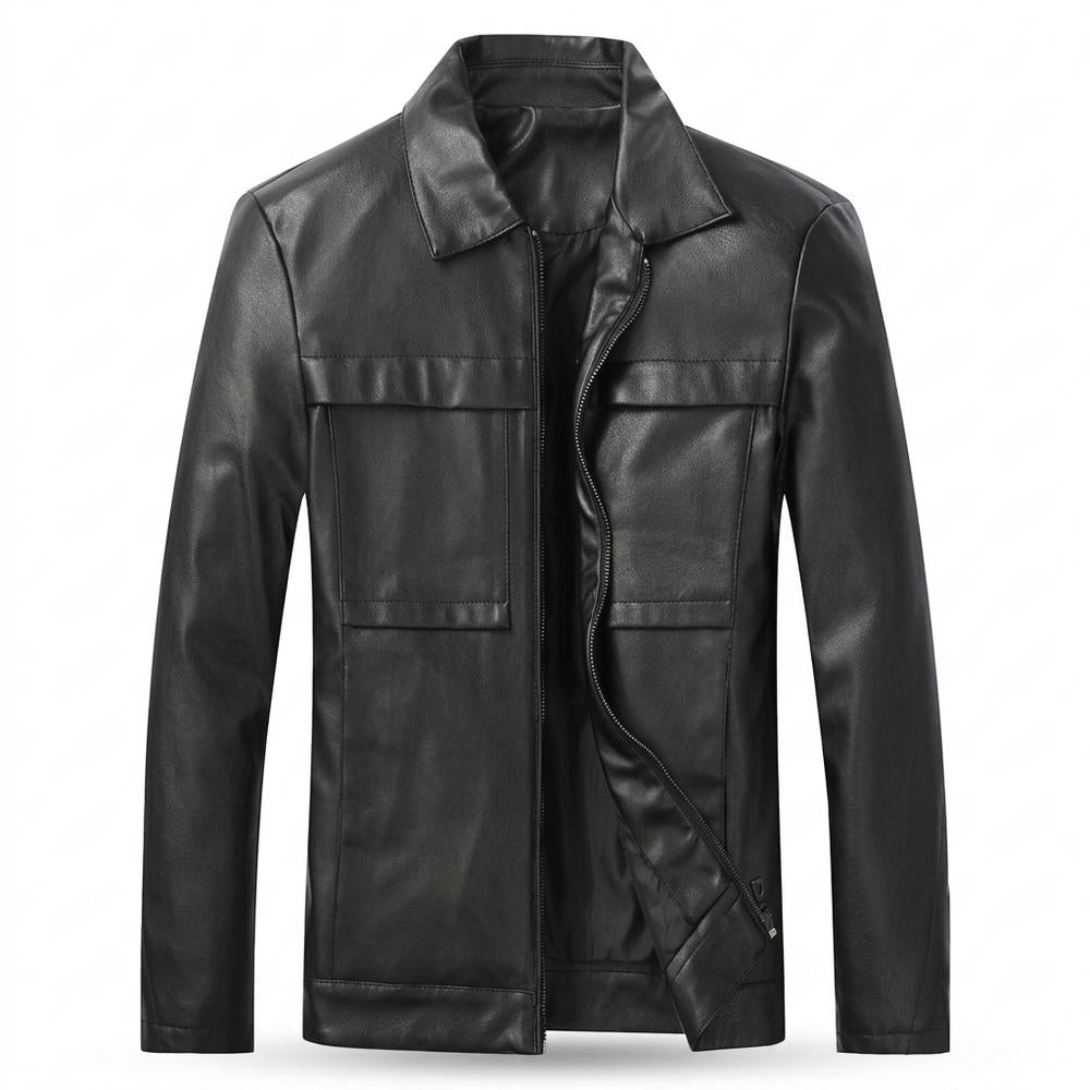 Mens Outlet House - Arlen | Zip-Up Collared Leather Jacket Men