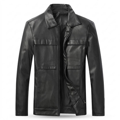 Mens Outlet House - Arlen | Zip-Up Collared Leather Jacket Men