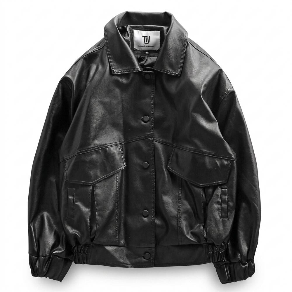 Mens Outlet House - Kamin | Faux Leather Button-Front Leather Jacket Unisex