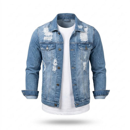 Mens Outlet House - Losan | Distressed Slim-Fit Denim Jacket Men
