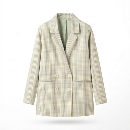 Mens Outlet House - Nemor | Double-Breasted Plaid Blazer Women