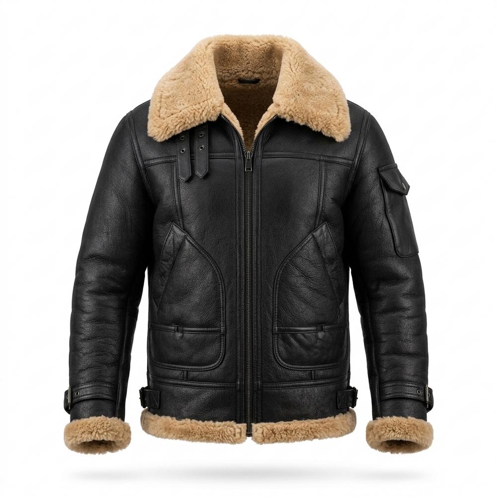 Mens Outlet House - Rovel | Shearling-Lined Aviator Leather Jacket Men