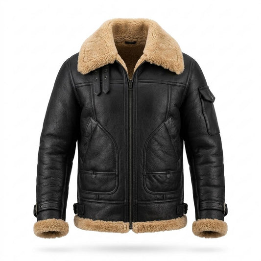 Mens Outlet House - Rovel | Shearling-Lined Aviator Leather Jacket Men