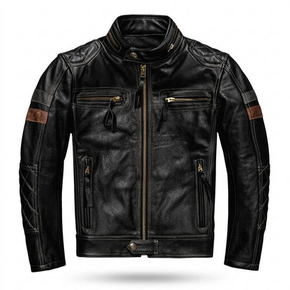 Mens Outlet House - Vemar | Quilted Grained Leather Jacket Men