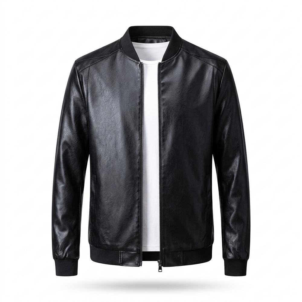 Mens Outlet House - Caren | Faux-Leather Zipped Leather Jacket Men