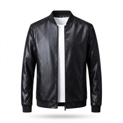 Mens Outlet House - Caren | Faux-Leather Zipped Leather Jacket Men