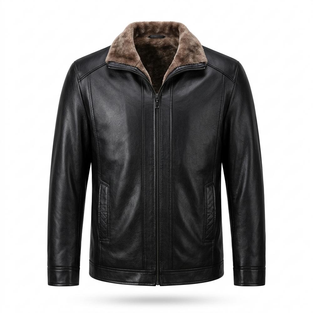 Mens Outlet House - Karan | Lined Zipped Leather Jacket Men