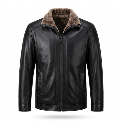 Mens Outlet House - Karan | Lined Zipped Leather Jacket Men