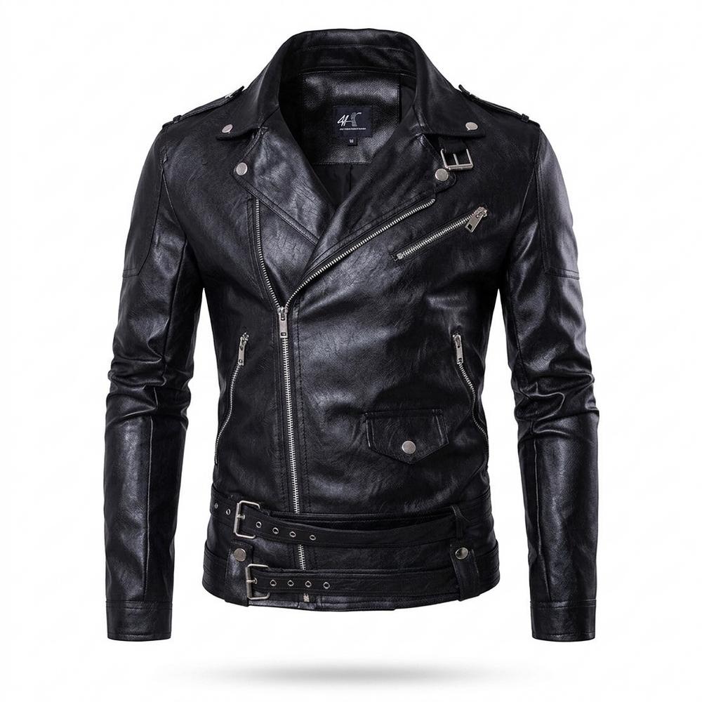 Mens Outlet House - Daral | Asymmetrical Belted Leather Jacket Men