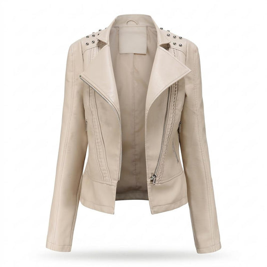 Mens Outlet House - Arsel | Studded Asymmetrical Leather Jacket Women