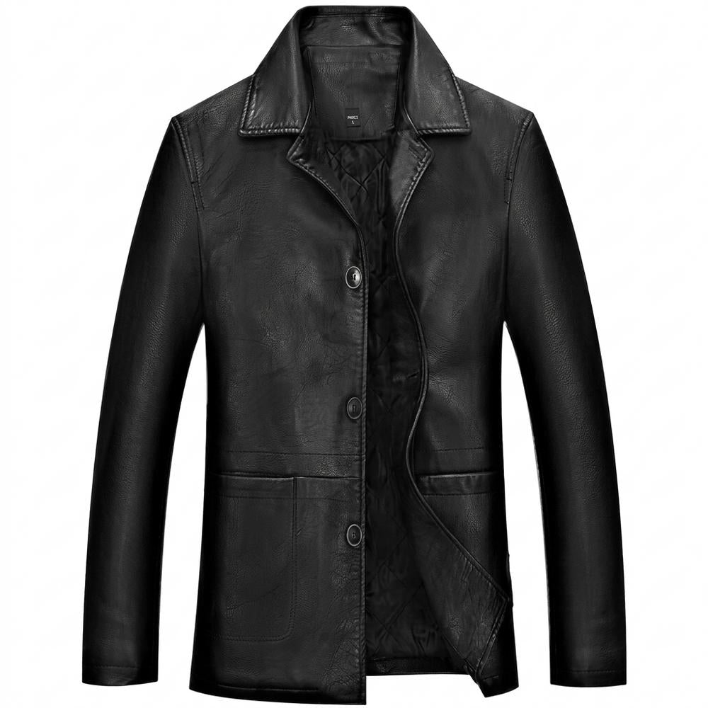 Mens Outlet House - Nelev | Buttoned Lined Leather Jacket Men