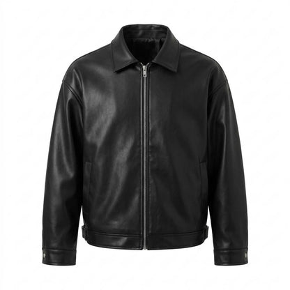 Mens Outlet House - Elren | Zip-Up Relaxed Fit Leather Jacket Unisex