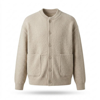 Mens Outlet House - Lirov | Collarless Textured Knit Cardigan Men