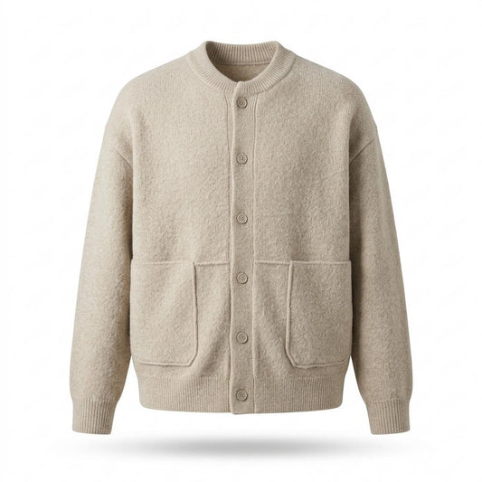 Mens Outlet House - Lirov | Collarless Textured Knit Cardigan Men