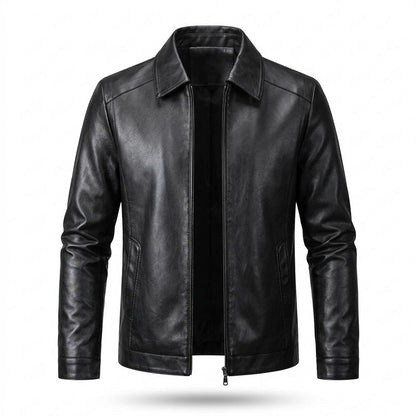 Mens Outlet House - Kanav | Zip-Up Fleece-Lined Leather Jacket Men