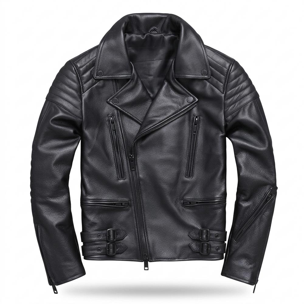 Mens Outlet House - Alhal | Quilted Asymmetrical Leather Jacket Men