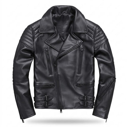 Mens Outlet House - Alhal | Quilted Asymmetrical Leather Jacket Men