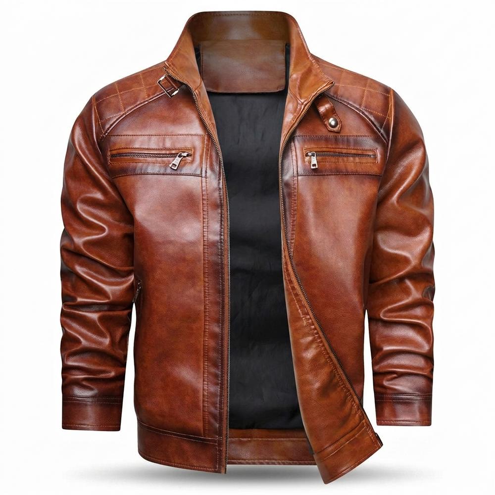 Mens Outlet House - Kemir | Quilted Lined Leather Jacket Men