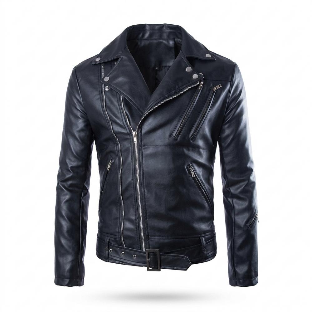 Mens Outlet House - Laver | Asymmetrical Belted Leather Jacket Men