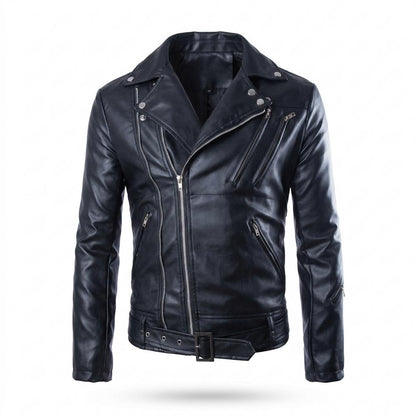 Mens Outlet House - Laver | Asymmetrical Belted Leather Jacket Men