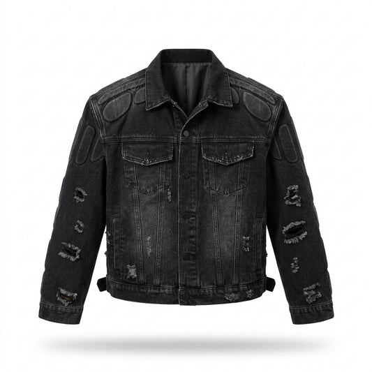 Mens Outlet House - Arlan | Distressed Padded Denim Jacket Unisex