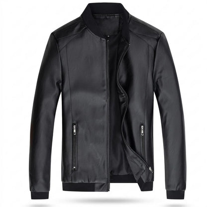 Mens Outlet House - Misin | Zip-Up Bomber-Style Leather Jacket Men