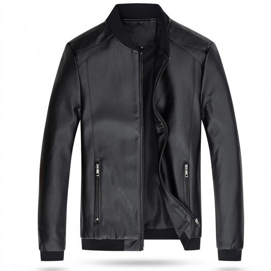 Mens Outlet House - Misin | Zip-Up Bomber-Style Leather Jacket Men