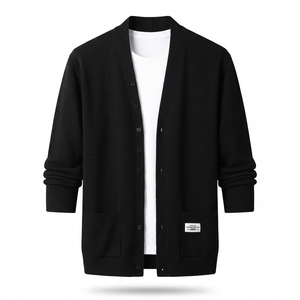 Mens Outlet House - Masin | Button-Front V-Neck Knit Cardigan Men
