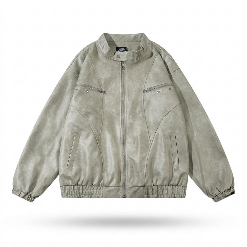 Mens Outlet House - Nihal | Washed Loose-Fit Leather Jacket Unisex