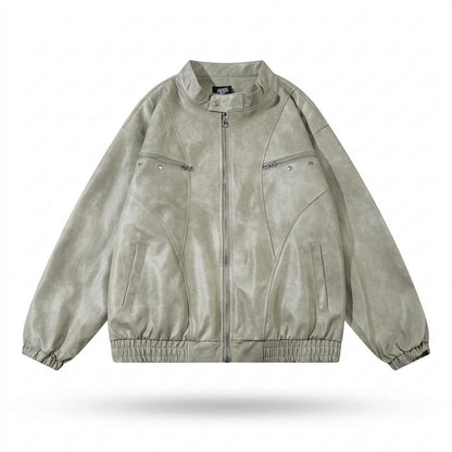 Mens Outlet House - Nihal | Washed Loose-Fit Leather Jacket Unisex