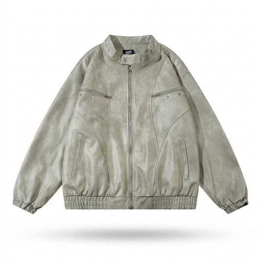 Mens Outlet House - Nihal | Washed Loose-Fit Leather Jacket Unisex