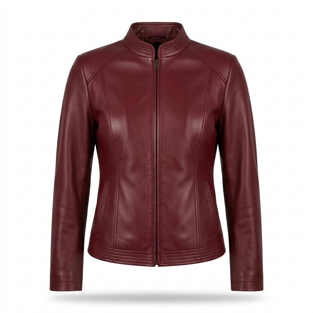 Mens Outlet House - Cizol | Fitted Stand-Collar Leather Jacket Women