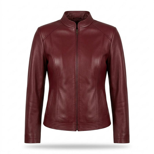Mens Outlet House - Cizol | Fitted Stand-Collar Leather Jacket Women