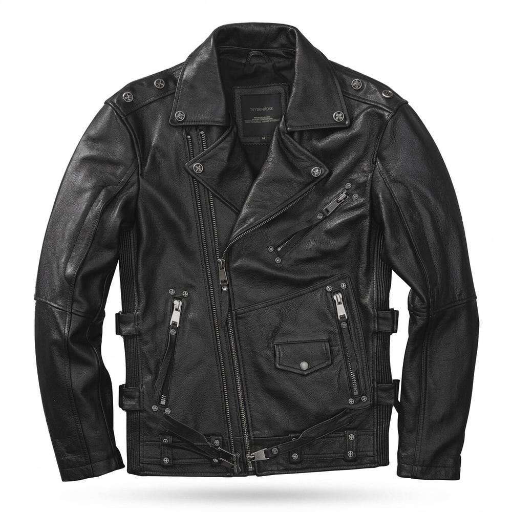 Mens Outlet House - Rasol | Asymmetrical Belted Leather Jacket Men