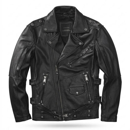 Mens Outlet House - Rasol | Asymmetrical Belted Leather Jacket Men