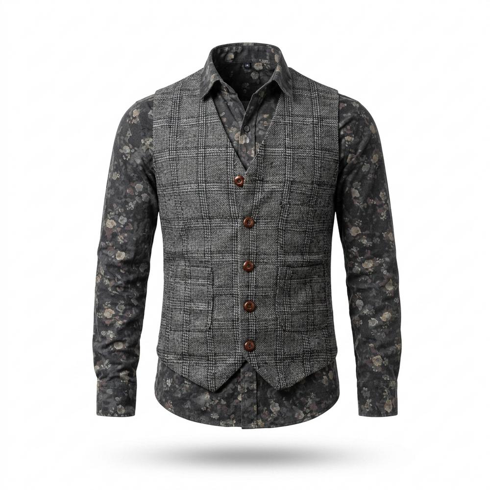 Mens Outlet House - Raran | Plaid Fitted Vest Men