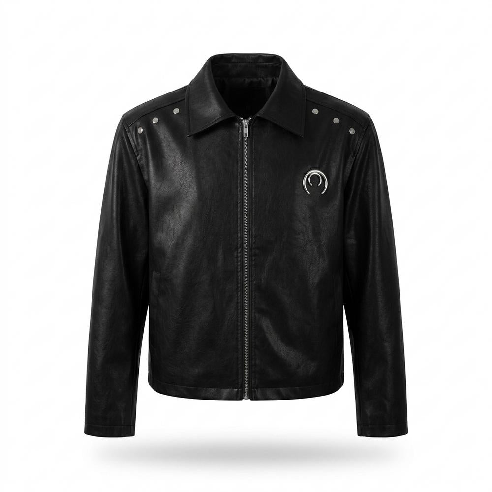 Mens Outlet House - Rimar | Studded Zip-Up Leather Jacket Unisex