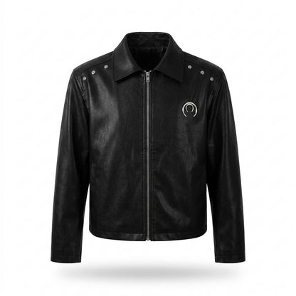 Mens Outlet House - Rimar | Studded Zip-Up Leather Jacket Unisex