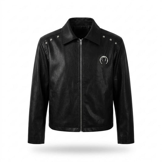 Mens Outlet House - Rimar | Studded Zip-Up Leather Jacket Unisex