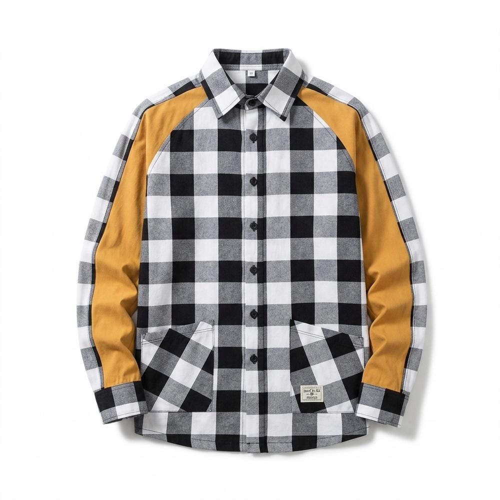 Mens Outlet House - Raral | Color-Blocked Plaid Shirt Men