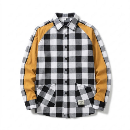 Mens Outlet House - Raral | Color-Blocked Plaid Shirt Men