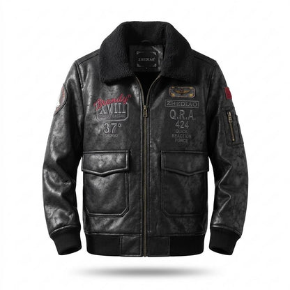 Mens Outlet House - Rasin | Lined Embroidered Leather Jacket Men