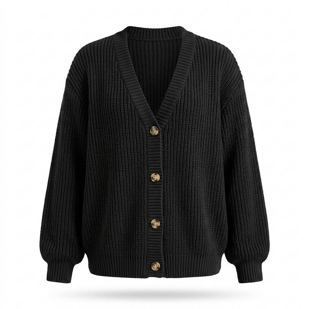 Mens Outlet House - Mowan | Rib-Knit V-Neck Knit Cardigan Women